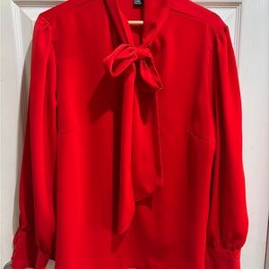 SHEIN Vibrant Red Bow-Tie Blouse